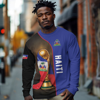 Personalized Afro Haiti Football 2026 Long Sleeve Shirt Trophy Flag Pride Art