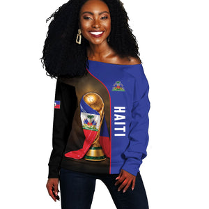 Personalized Afro Haiti Football 2026 Off Shoulder Sweater Trophy Flag Pride Art