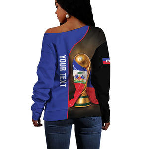 Personalized Afro Haiti Football 2026 Off Shoulder Sweater Trophy Flag Pride Art