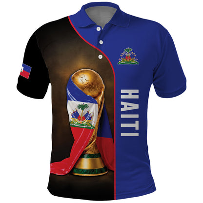 Personalized Afro Haiti Football 2026 Polo Shirt Trophy Flag Pride Art