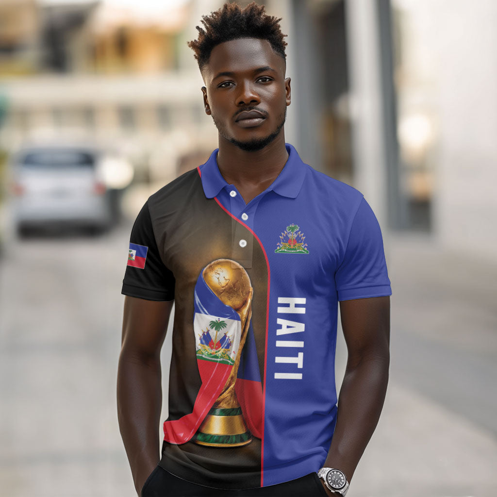 Personalized Afro Haiti Football 2026 Polo Shirt Trophy Flag Pride Art