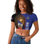 Personalized Afro Haiti Football 2026 Raglan Cropped T shirt Trophy Flag Pride Art