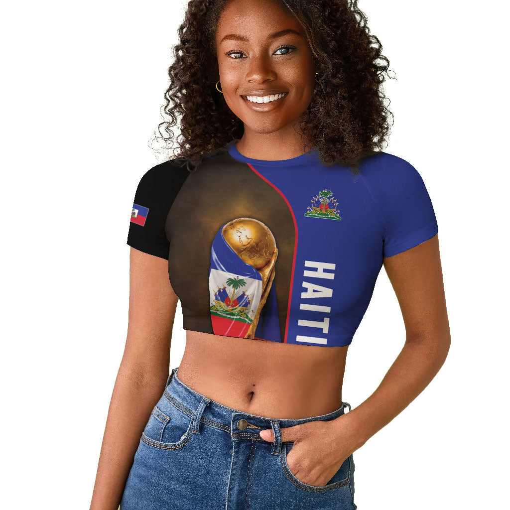 Personalized Afro Haiti Football 2026 Raglan Cropped T shirt Trophy Flag Pride Art