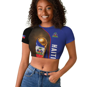 Personalized Afro Haiti Football 2026 Raglan Cropped T shirt Trophy Flag Pride Art
