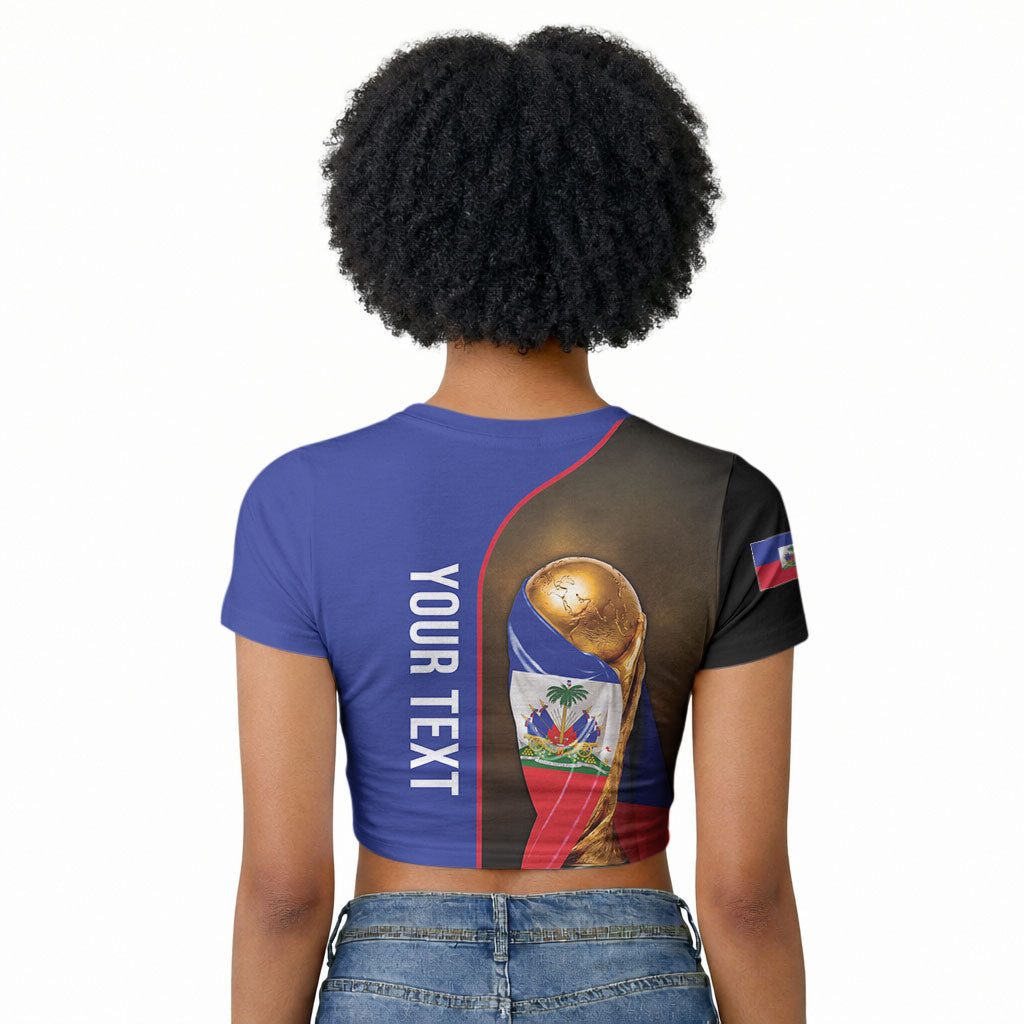 Personalized Afro Haiti Football 2026 Raglan Cropped T shirt Trophy Flag Pride Art
