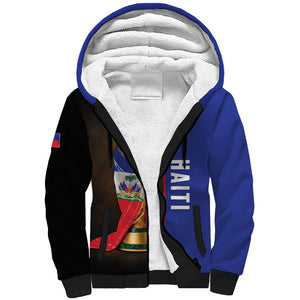 Personalized Afro Haiti Football 2026 Sherpa Hoodie Trophy Flag Pride Art