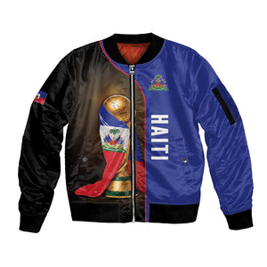 Personalized Afro Haiti Football 2026 Sleeve Zip Bomber Jacket Trophy Flag Pride Art