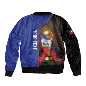 Personalized Afro Haiti Football 2026 Sleeve Zip Bomber Jacket Trophy Flag Pride Art