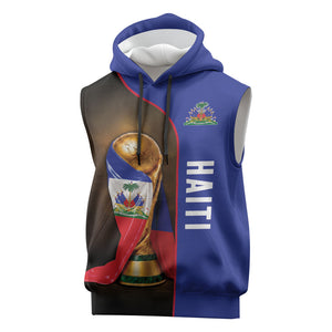 Personalized Afro Haiti Football 2026 Sleeveless Hoodie Trophy Flag Pride Art