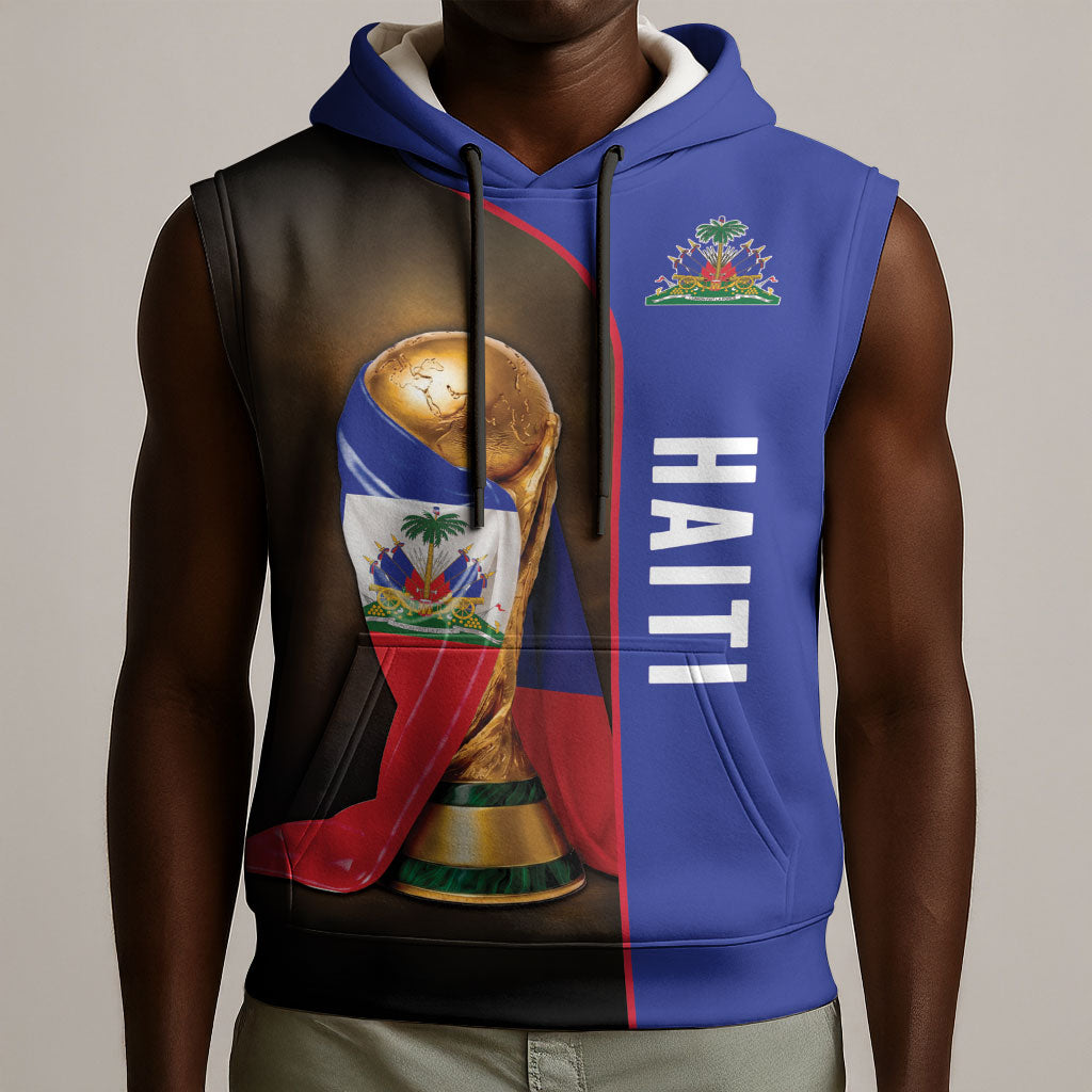 Personalized Afro Haiti Football 2026 Sleeveless Hoodie Trophy Flag Pride Art