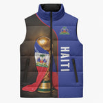 Personalized Afro Haiti Football 2026 Sleeveless Puffer Jacket Trophy Flag Pride Art