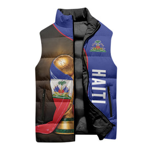 Personalized Afro Haiti Football 2026 Sleeveless Puffer Jacket Trophy Flag Pride Art
