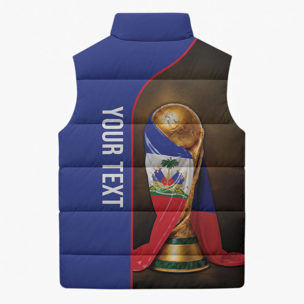 Personalized Afro Haiti Football 2026 Sleeveless Puffer Jacket Trophy Flag Pride Art