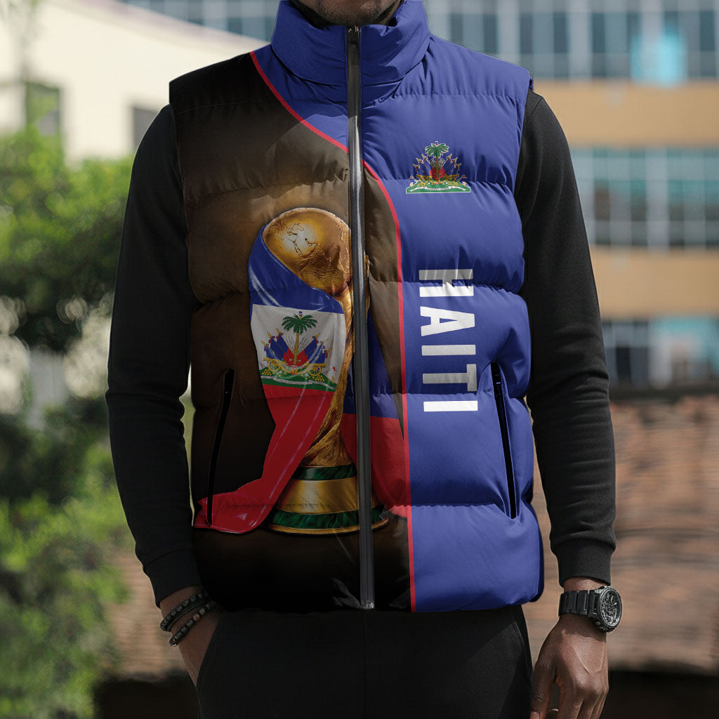Personalized Afro Haiti Football 2026 Sleeveless Puffer Jacket Trophy Flag Pride Art