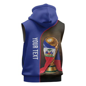 Personalized Afro Haiti Football 2026 Sleeveless Zip Hoodie Trophy Flag Pride Art