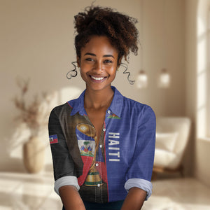 Personalized Afro Haiti Football 2026 Women Casual Shirt Trophy Flag Pride Art