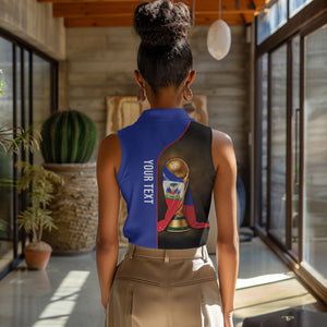 Personalized Afro Haiti Football 2026 Women Sleeveless Polo Shirt Trophy Flag Pride Art