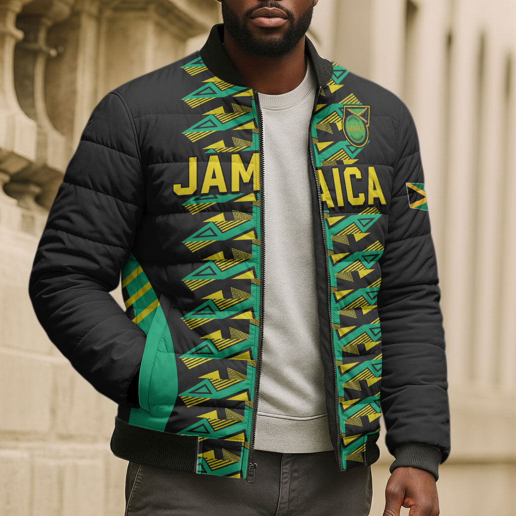 Custom Afro-Jamaicans Football Bomber Puffer Jacket Reggae Boyz Tribal Glory