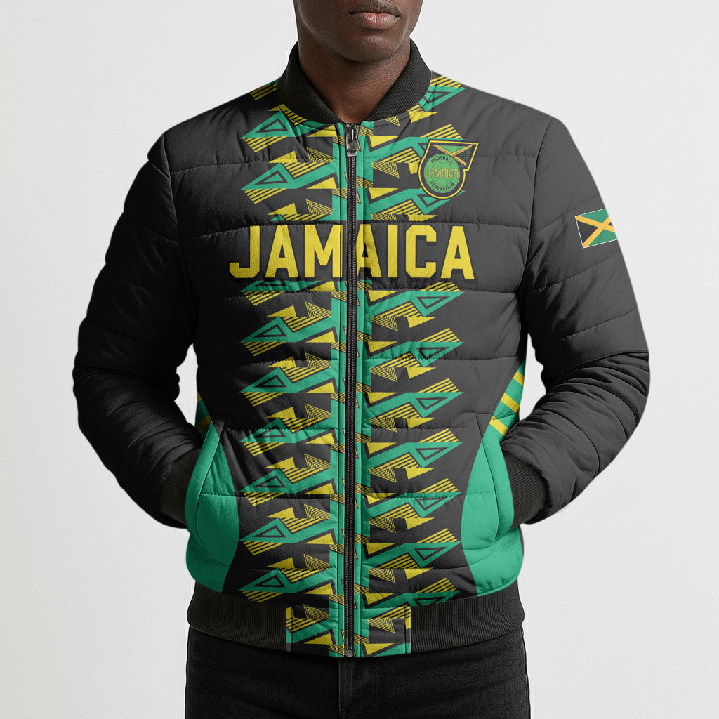 Custom Afro-Jamaicans Football Bomber Puffer Jacket Reggae Boyz Tribal Glory