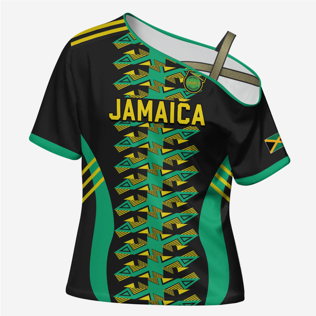 Custom Afro-Jamaicans Football Cross Shoulder Shirt Reggae Boyz Tribal Glory