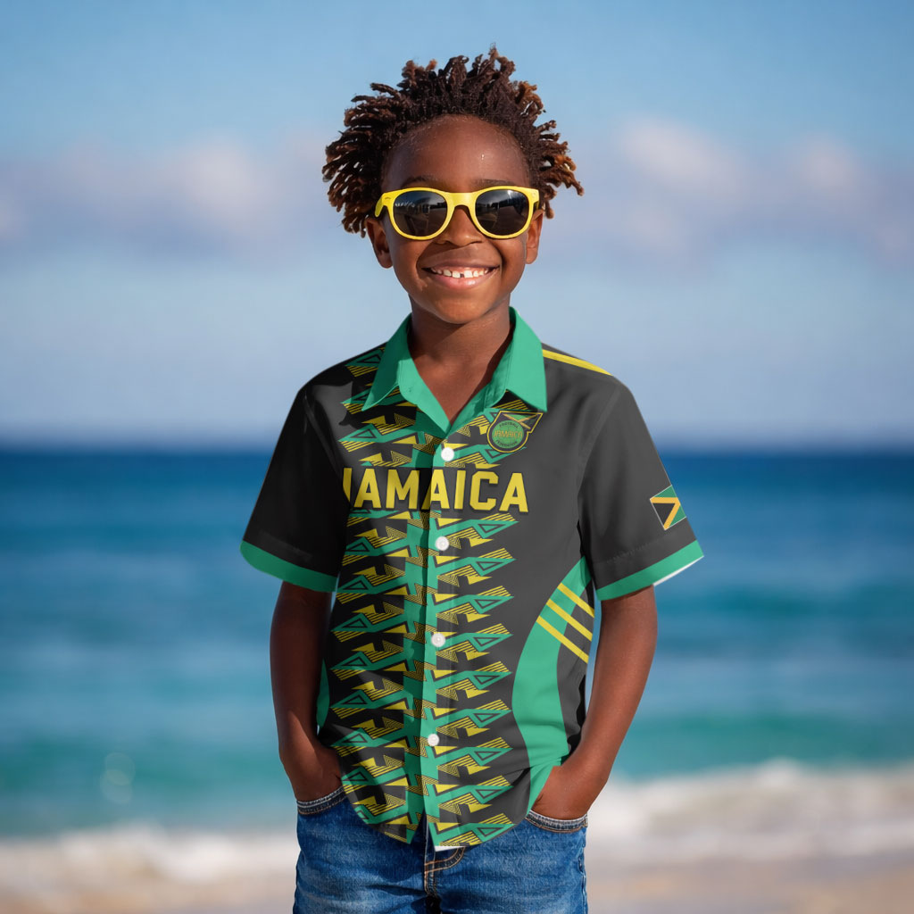 Custom Afro-Jamaicans Football Kid Hawaiian Shirt Reggae Boyz Tribal Glory