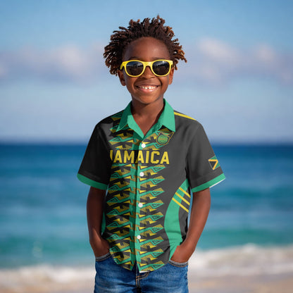 Custom Afro-Jamaicans Football Kid Hawaiian Shirt Reggae Boyz Tribal Glory