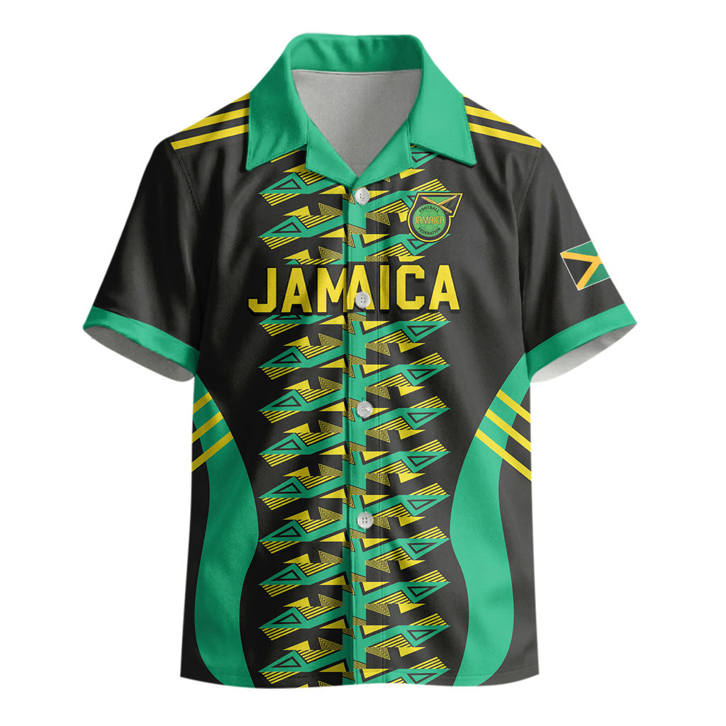 Custom Afro-Jamaicans Football Kid Hawaiian Shirt Reggae Boyz Tribal Glory