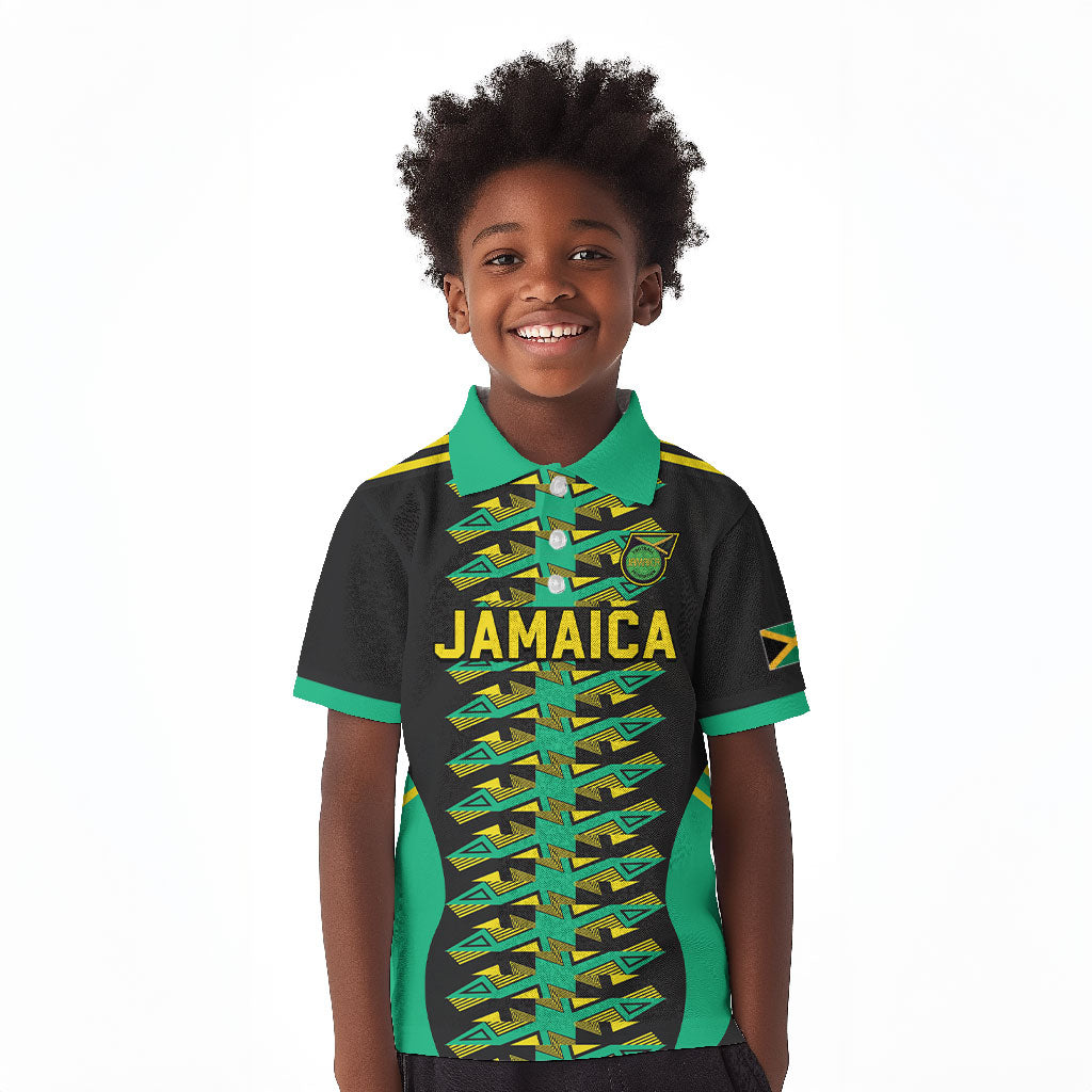 Custom Afro-Jamaicans Football Kid Polo Shirt Reggae Boyz Tribal Glory