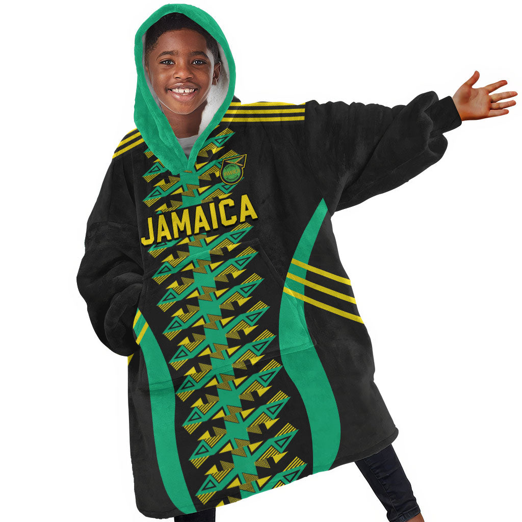 Custom Afro-Jamaicans Football Kid Wearable Blanket Hoodie Reggae Boyz Tribal Glory