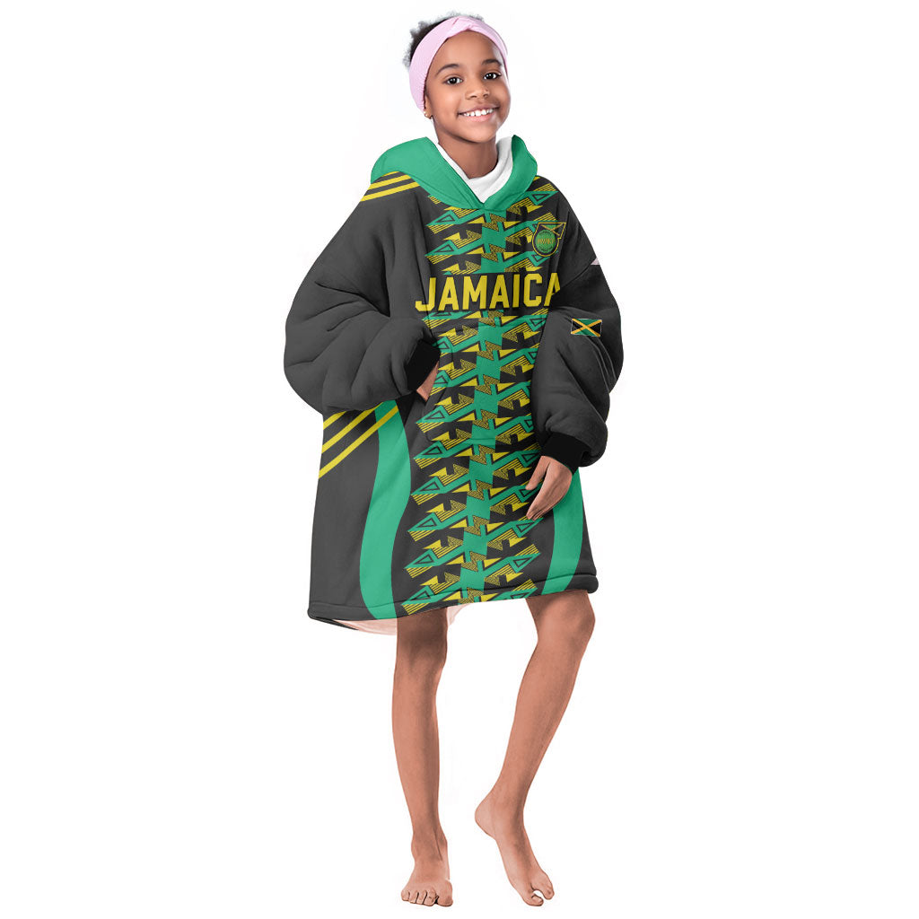 Custom Afro-Jamaicans Football Kid Wearable Blanket Hoodie Reggae Boyz Tribal Glory