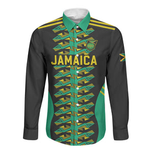Custom Afro-Jamaicans Football Long Sleeve Button Shirt Reggae Boyz Tribal Glory