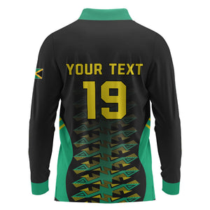 Custom Afro-Jamaicans Football Long Sleeve Polo Shirt Reggae Boyz Tribal Glory