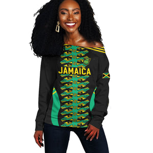 Custom Afro-Jamaicans Football Off Shoulder Sweater Reggae Boyz Tribal Glory