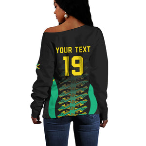 Custom Afro-Jamaicans Football Off Shoulder Sweater Reggae Boyz Tribal Glory