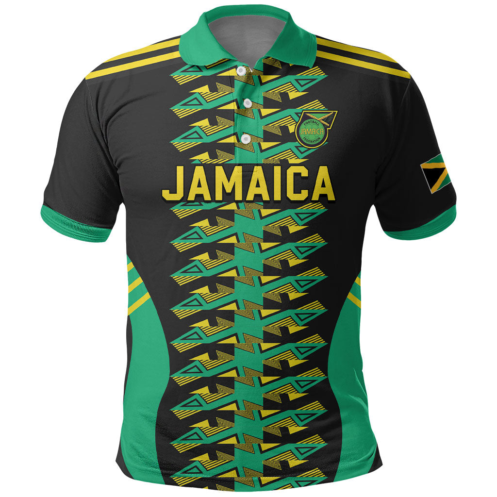 Custom Afro-Jamaicans Football Polo Shirt Reggae Boyz Tribal Glory