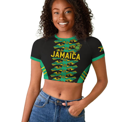 Custom Afro-Jamaicans Football Raglan Cropped T shirt Reggae Boyz Tribal Glory
