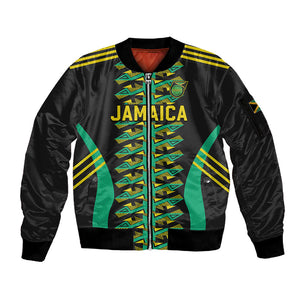 Custom Afro-Jamaicans Football Sleeve Zip Bomber Jacket Reggae Boyz Tribal Glory