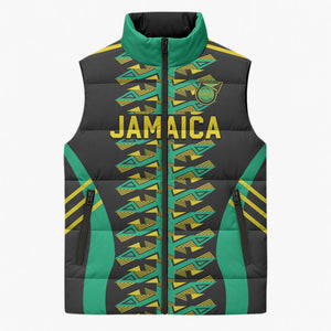 Custom Afro-Jamaicans Football Sleeveless Puffer Jacket Reggae Boyz Tribal Glory
