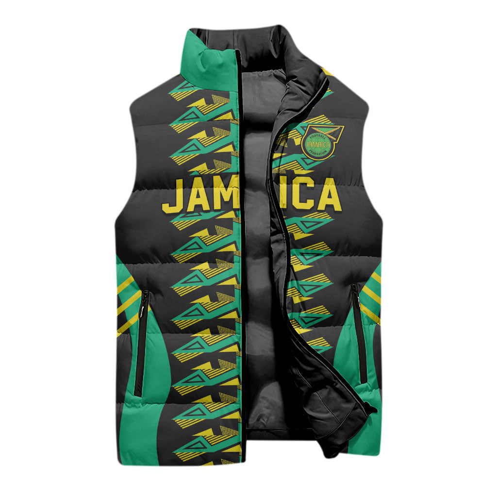 Custom Afro-Jamaicans Football Sleeveless Puffer Jacket Reggae Boyz Tribal Glory