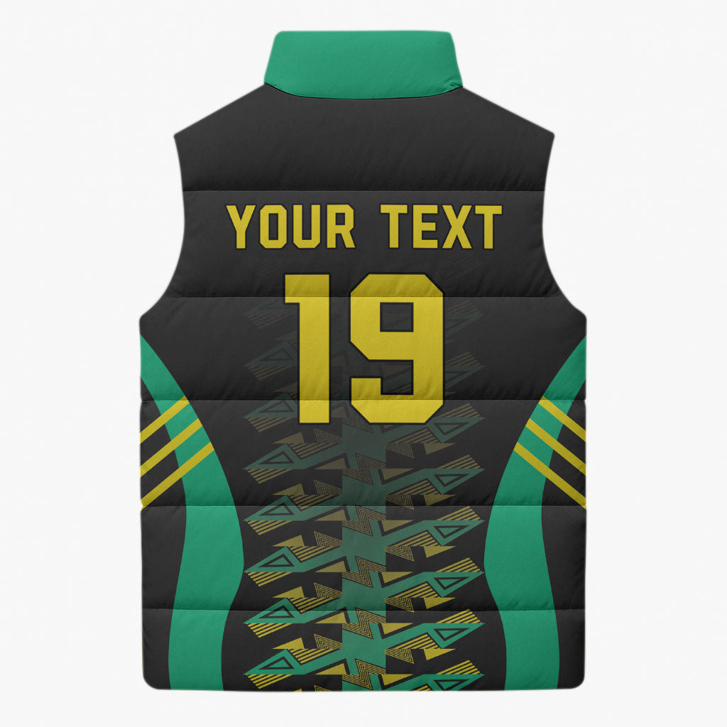 Custom Afro-Jamaicans Football Sleeveless Puffer Jacket Reggae Boyz Tribal Glory