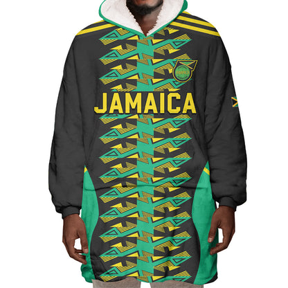 Custom Afro-Jamaicans Football Wearable Blanket Hoodie Reggae Boyz Tribal Glory