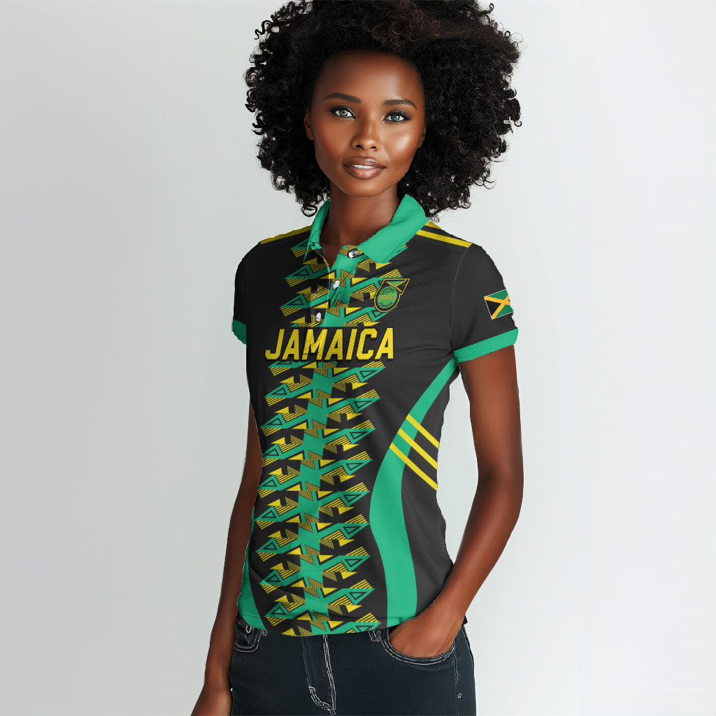 Custom Afro-Jamaicans Football Women Polo Shirt Reggae Boyz Tribal Glory
