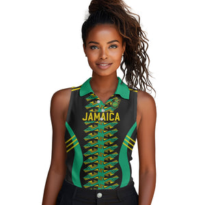 Custom Afro-Jamaicans Football Women Sleeveless Polo Shirt Reggae Boyz Tribal Glory