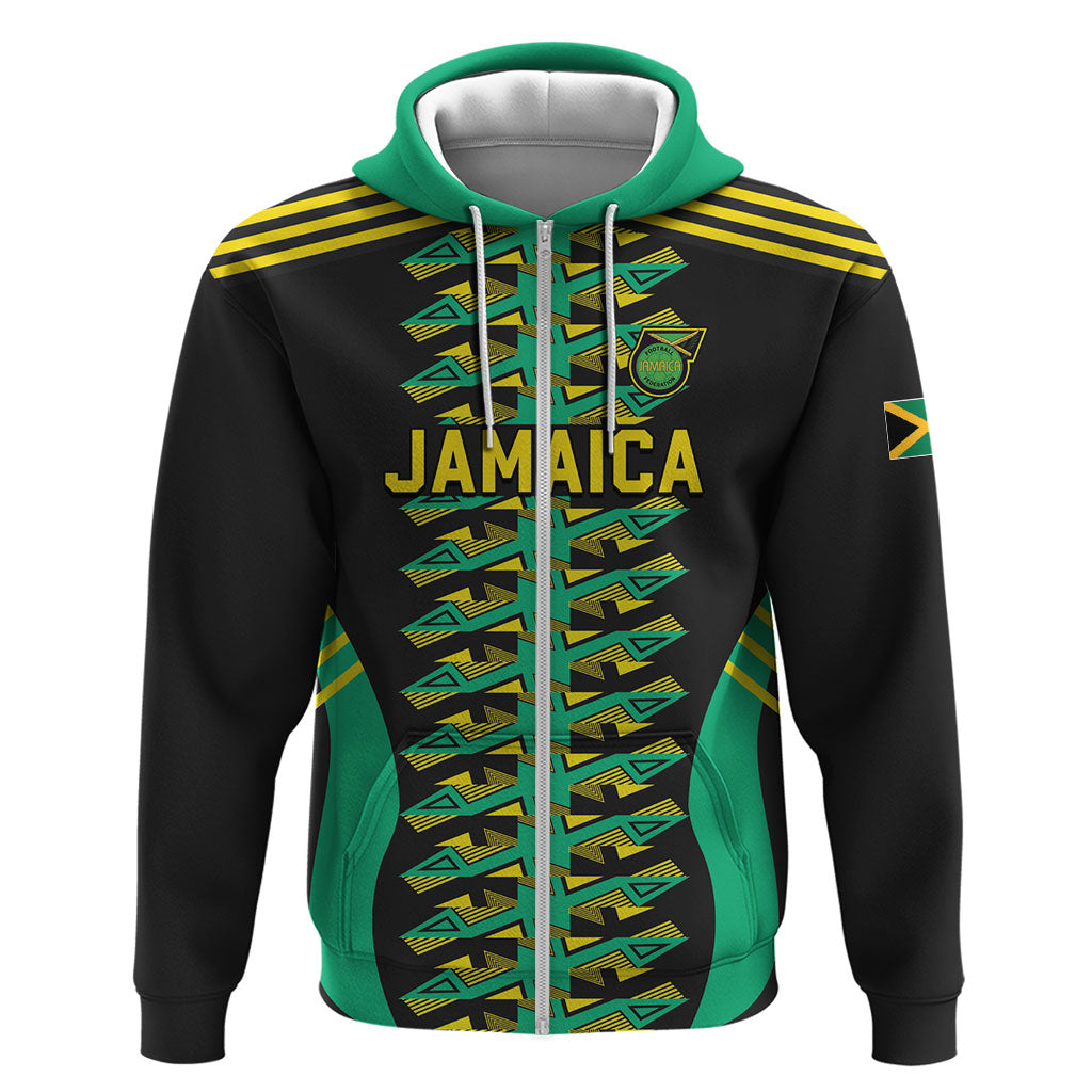 Custom Afro-Jamaicans Football Zip Hoodie Reggae Boyz Tribal Glory
