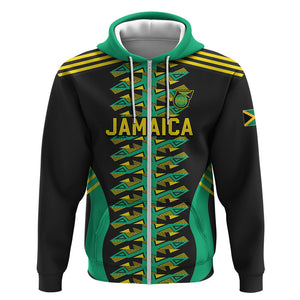 Custom Afro-Jamaicans Football Zip Hoodie Reggae Boyz Tribal Glory