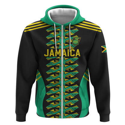 Custom Afro-Jamaicans Football Zip Hoodie Reggae Boyz Tribal Glory