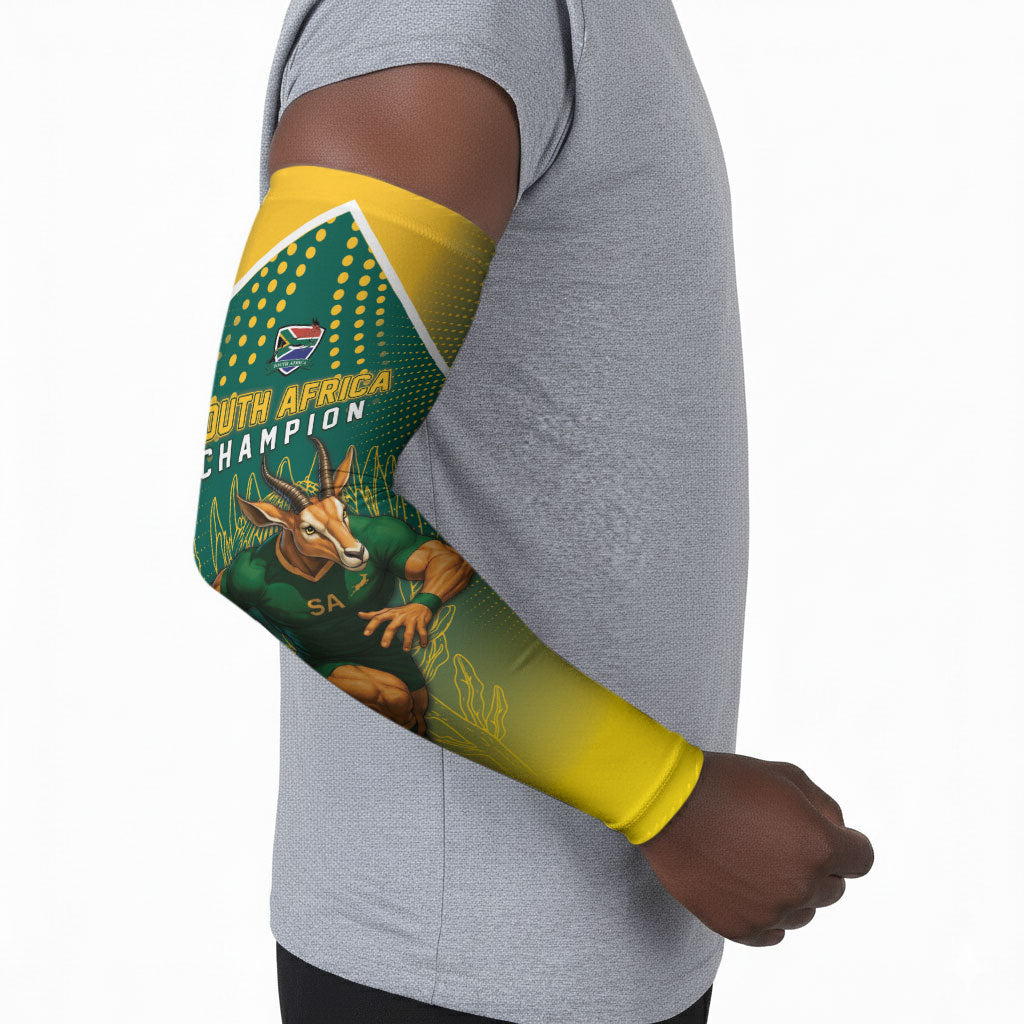 Custom South Africa Rugby Arm Sleeves Go Springboks Mascot Champion