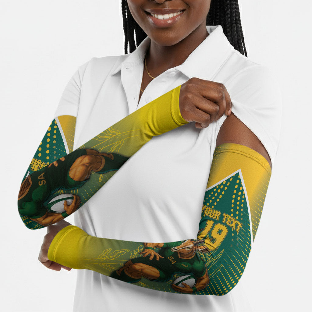Custom South Africa Rugby Arm Sleeves Go Springboks Mascot Champion
