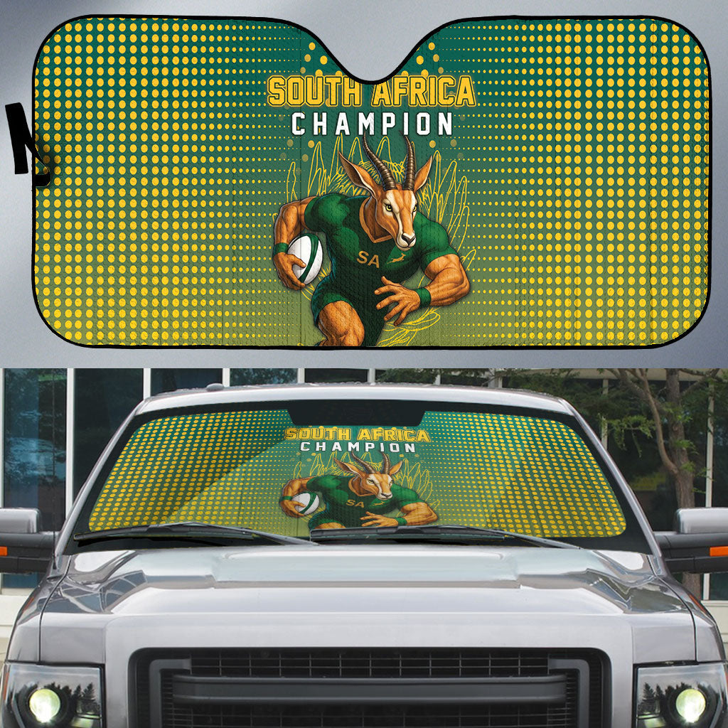 South Africa Rugby Auto Sun Shade Go Springboks Mascot Champion