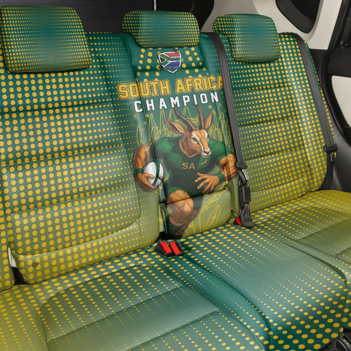 South Africa Rugby Back Car Seat Cover Go Springboks Mascot Champion